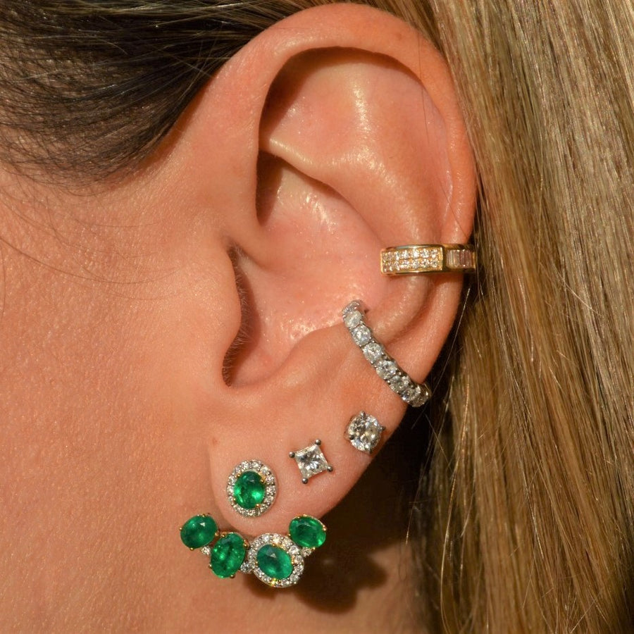 3.87cts Diamond Emerald 14K Gold Day & Night Earrings