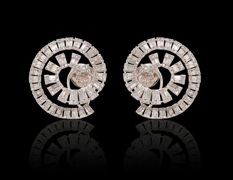 3.96ct Diamond 14K Gold Spiral Statement Earrings