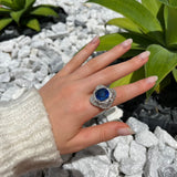 14.50ct Diamond Sri Lanka Sapphire Platinum Cluster Cocktail Ring