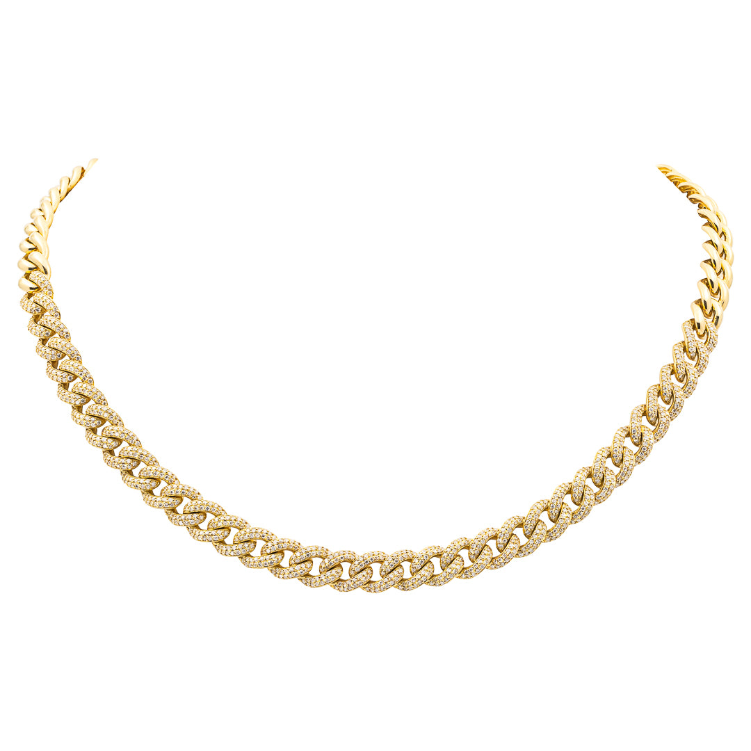 2.53cts Diamond 18K Gold Pave Miami Cuban Link Chain Necklace Wish