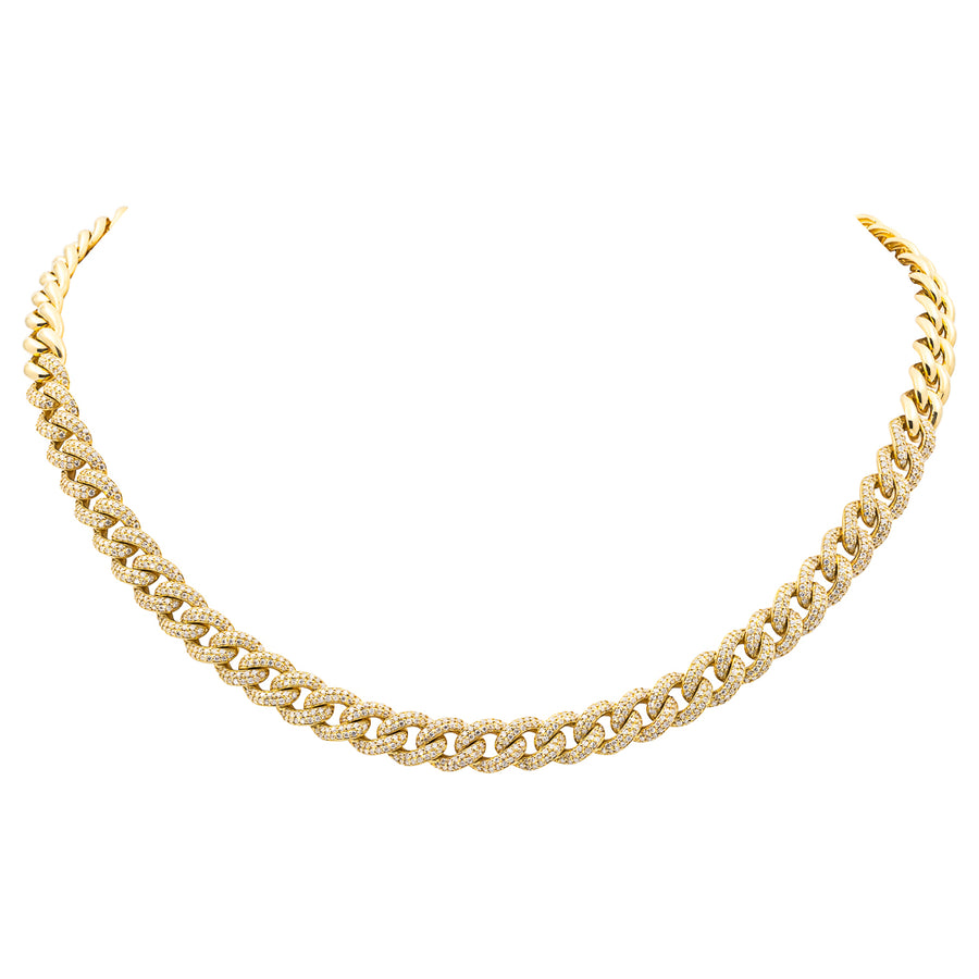 2.53cts Diamond 18K Gold Pave Miami Cuban Link Chain Necklace