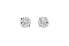 0.56ct Diamond 18K Gold Illusion Set Stud Earrings