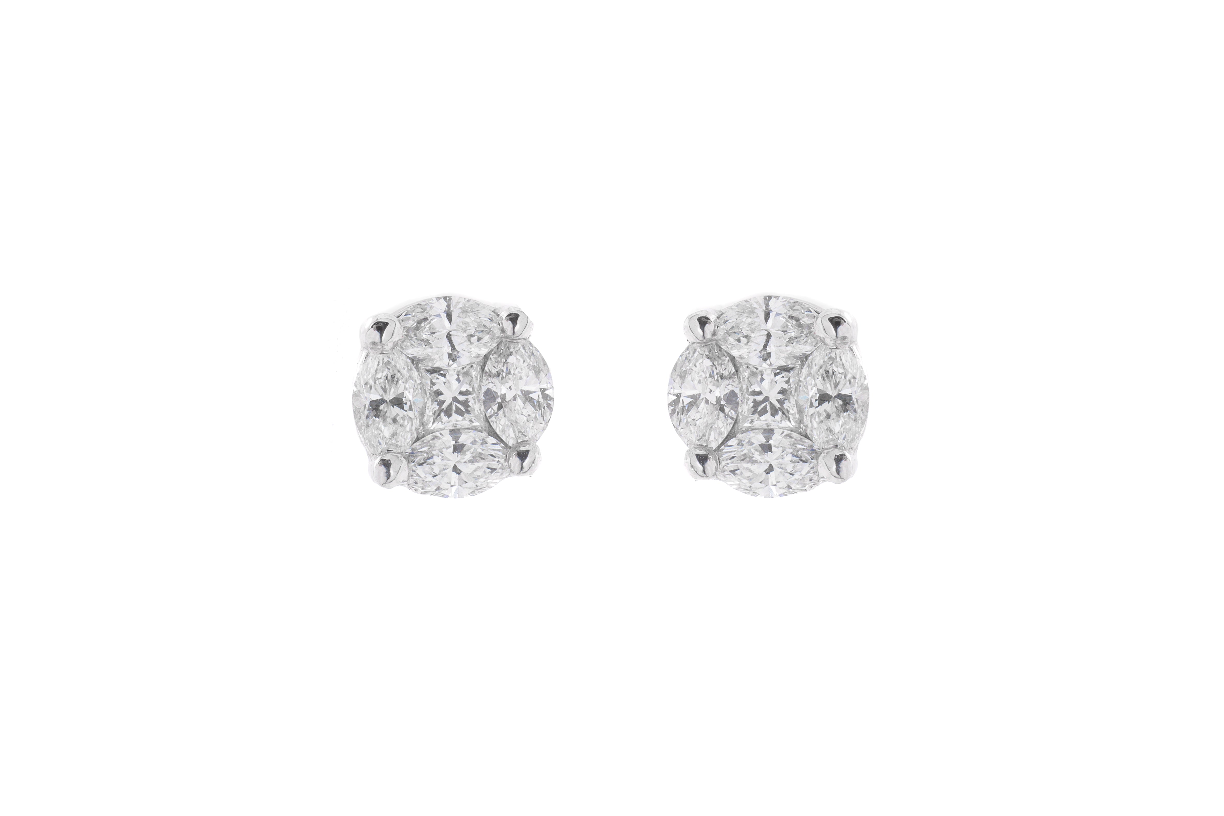 0.56ct Diamond 18K Gold Illusion Set Stud Earrings