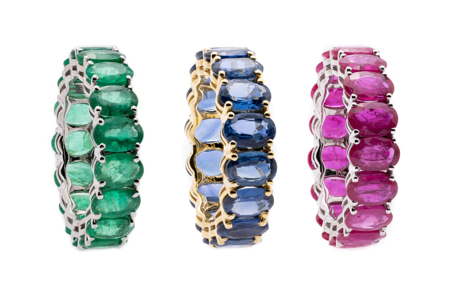 7.00ct Emerald 18K Gold Eternity Band Ring