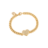 1.01ct Diamond 18K Gold Pave Heart Cuban Chain Bracelet