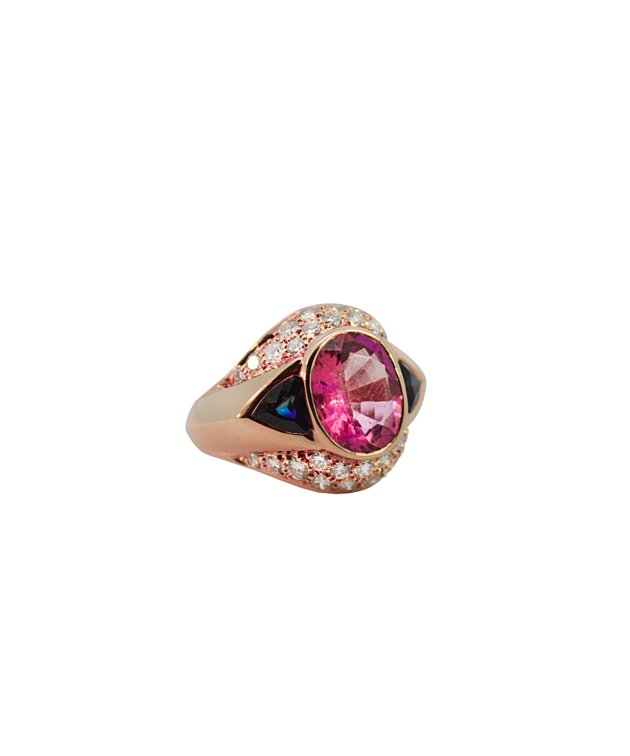 4.70ct Diamond Sapphire 18K Gold Signet Ring