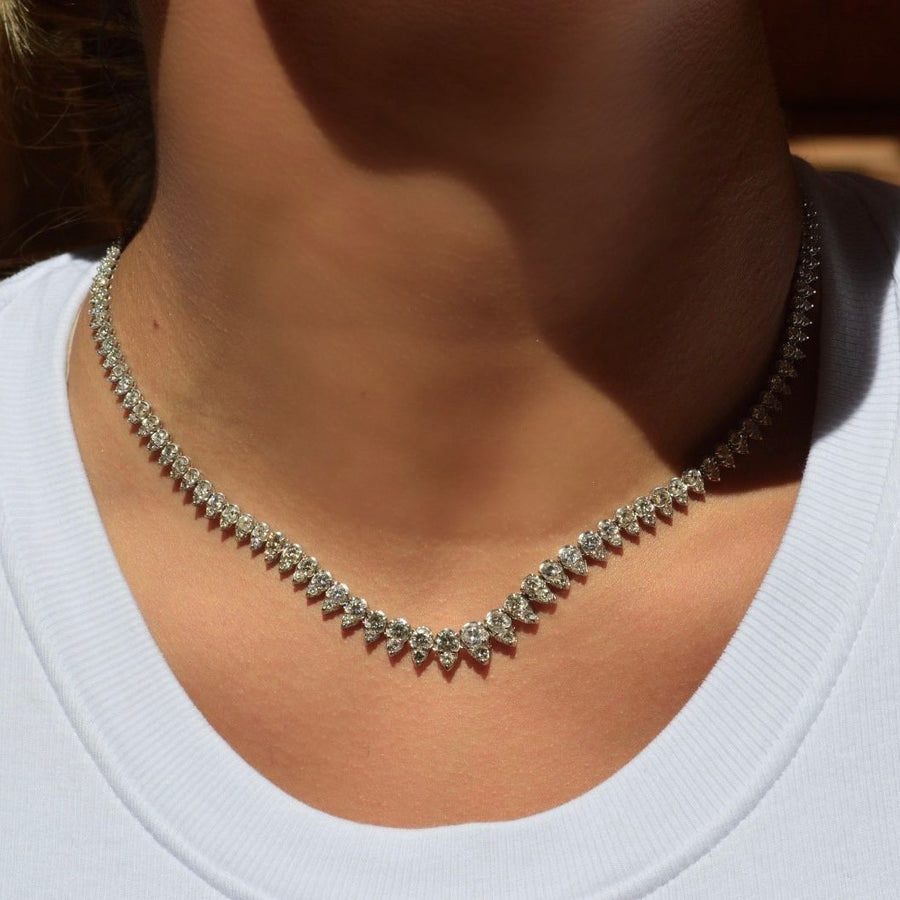 Diamond Platinum Pear Set Graduated Tennis Necklace – Wish